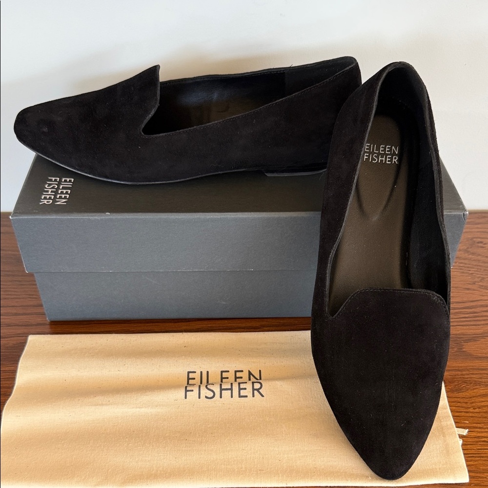 Eileen Fisher Ariel Black Suede Loafers